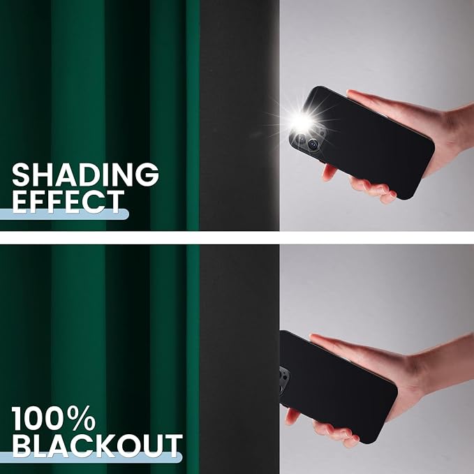 SimpleHome 100% Blackout Curtains for Bedroom,Thermal Insulated Dark Green Grommet Window Drapes Room Darkening Curtains for Living Room with Black Back,42 x 54 Inch,2 Panels