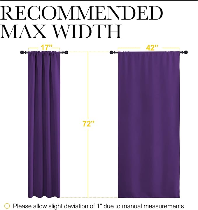 NICETOWN Blackout Curtains for Living Room - Triple Weave Home Decoration Thermal Insulated Solid Rod Pocket Blackout Drapes for Bedroom(Set of 2, 42 x 72 Inch, Royal Purple)