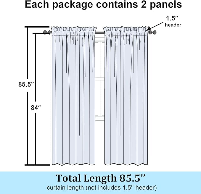 Simplebrand Hunter Green Sheer Curtains 84 Inches Long 2 Panels, Light Filtering Rod Pocket Solid Color Window Sheer Curtain Panels, Elegant Curtains & Drapes for Living Room, Bedroom, 42" W x 84" L