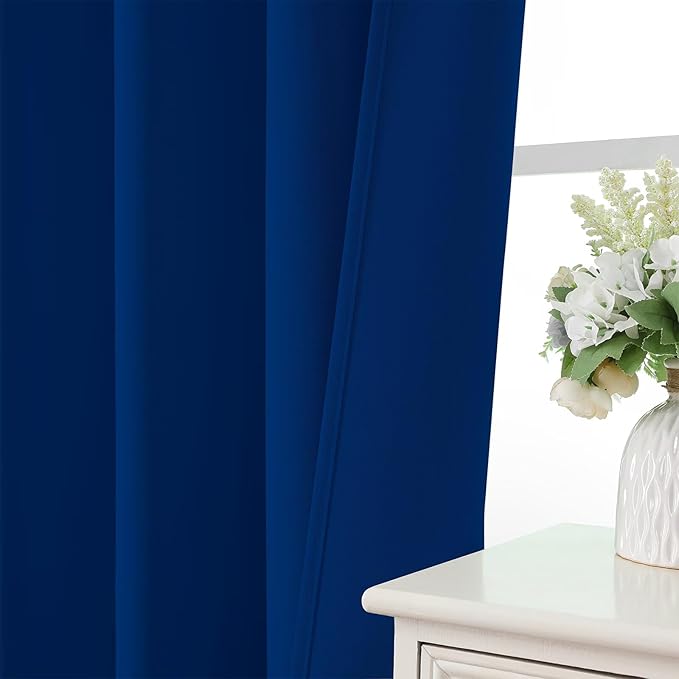 CUCRAF Royal Blue Blackout Curtains 63 inch Length 2 Panels Set, Rod Pocket Room Darkening Drapes for Bedroom Living Room, Insulated Thermal Light Blocking Window Curtain (W52 x L63 Inch)