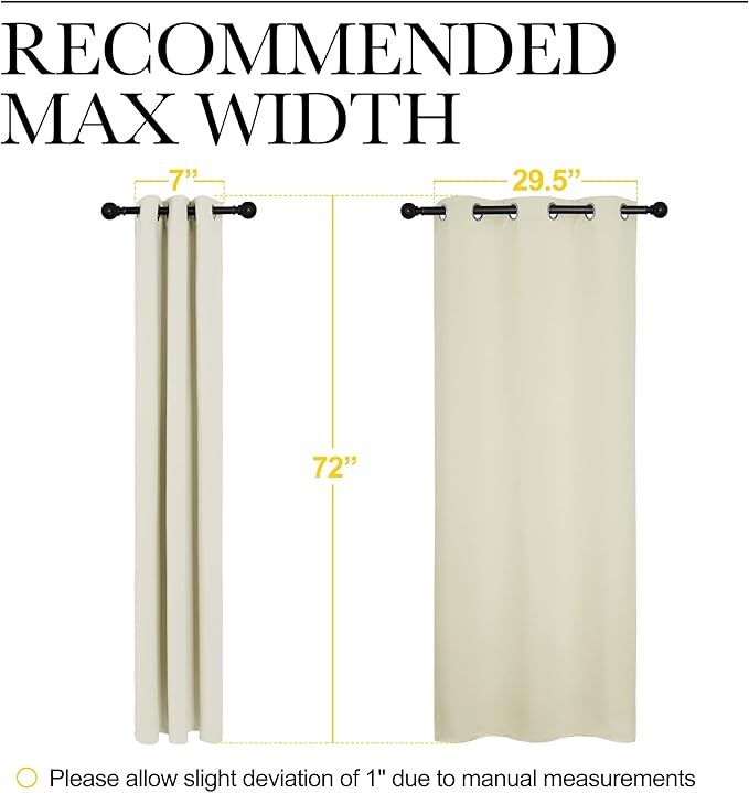NICETOWN Blackout Curtains for Bedroom, 72 inches Long Curtains & Drapes for Living Room, Thermal Insulated Window Treatment Draperies for Nursery (Beige, 34" by 72")
