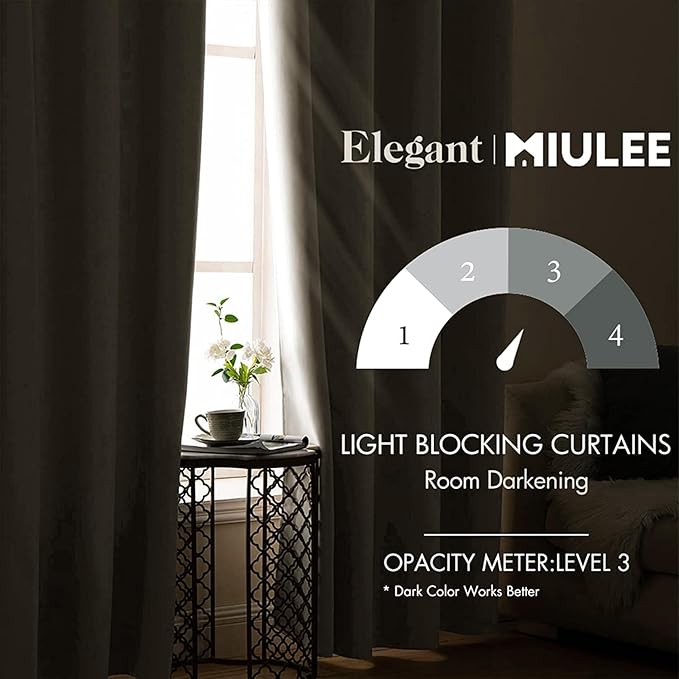 MIULEE Blackout Curtains 96 Inches Long for Bedroom Living Room Thermal Insulated Room Darkening Grommet Top Solid Light Blocking Drapery Set of 2 Window Panels Beige White