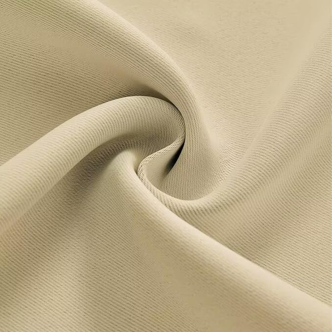 Joydeco Blackout Curtains for Bedroom 90 inch Long 2 Panels, Thermal Insulated Room Darkening Curtains with Grommets, Soft Window Drapes for Living Room (W52 x L90 Inch, Beige)