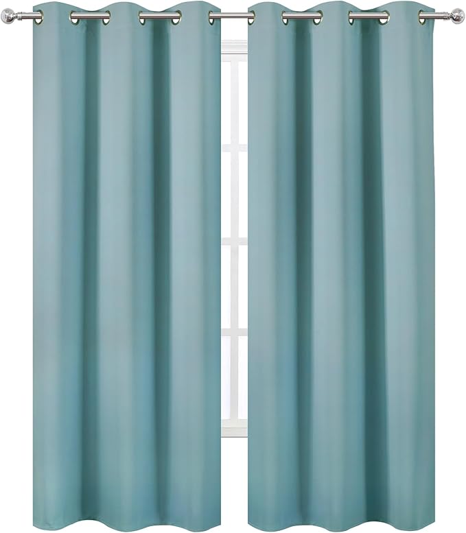 LEMOMO Stone Blue Thermal Blackout Curtains/42 x 95 Inch/Set of 2 Panels Room Darkening Curtains for Bedroom