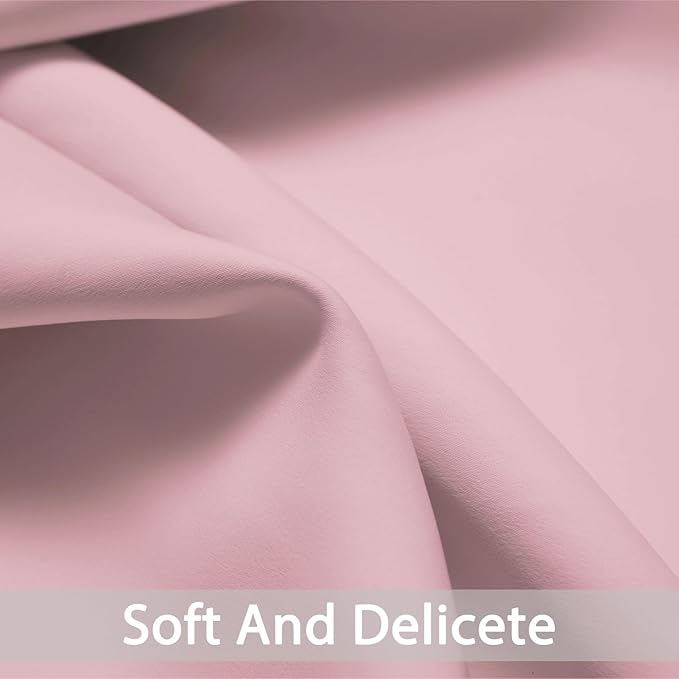 Yakamok Light Blocking Window Blackout Curtains Thermal Insulated Room Darkening Drapes for Bedroom,Solid Grommet Top Window Panels, 62x84 Inch, Pink, One Pair