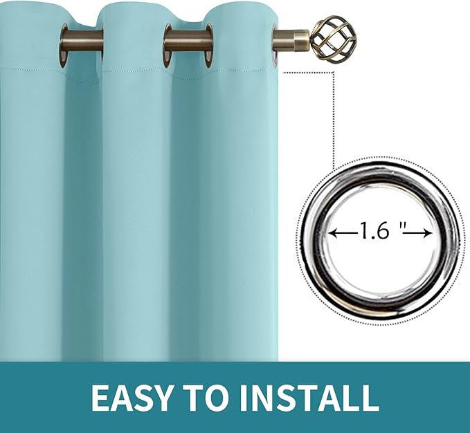 BGment Blackout Curtains - Grommet Thermal Insulated Room Darkening Bedroom and Living Room Curtains, Set of 2 Panels (42 x 63 Inch, Baby Blue)