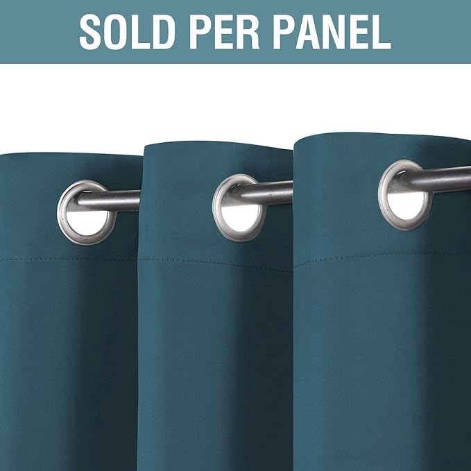 H.VERSAILTEX Blackout Curtain for Living Room Thermal Insulated Window Treatment Curtain Extra Long 84 inch Length Energy Saving Solid Grommet Top Blackout Drape, One Panel, Dark Teal, 52" W x 84" L
