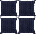 Fancy Homi 4 Packs Navy Blue Decorative Throw Pillow Covers 22x22 Inch for Living Room Couch Bed Sofa, Rustic Modern Farmhouse Boho Home Decor, Soft Plush Corduroy Cute Square Cushion Case 55x55 cm