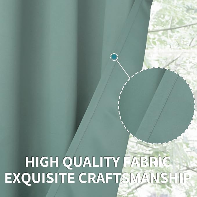 BGment Blackout Curtains - Grommet Thermal Insulated Room Darkening Bedroom and Living Room Curtains, Set of 2 Panels (52 x 63 Inch, Frosty Green)