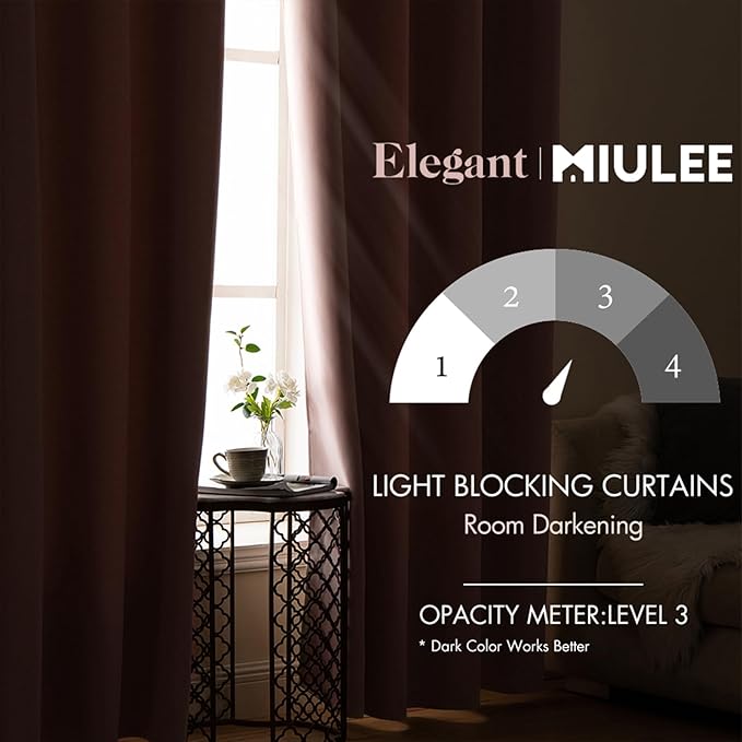 MIULEE Blackout Curtains for Bedroom Living Room Thermal Insulated Room Darkening Grommet Top Solid Light Blocking Drapery Set of 2 Window Panels 52 x 90 Inches Baby Pink