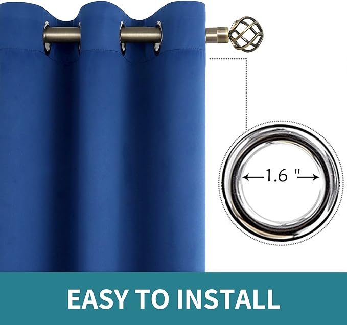 BGment Blackout Curtains for Bedroom - Grommet Thermal Insulated Room Darkening Curtains for Living Room, 52 x 72 Inch, 2 Panels, Royal Blue