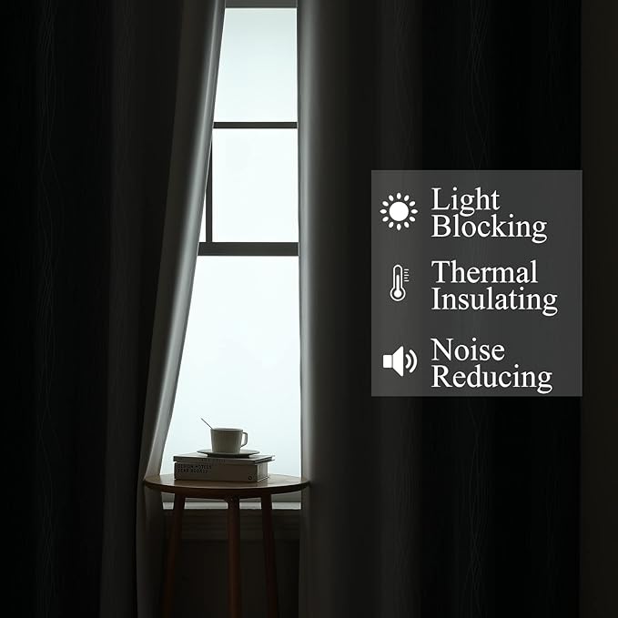 Estelar Textiler Blackout Curtains 102 Inches Long 2 Panels for Living Room, Navy Blue and Greyish White Thermal Insulated Full Light Blocking Ombre Grommet Drapes for Bedroom, 52Wx102L