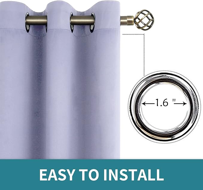 BGment Room Darkening Curtains 45 Inches Long - Grommet Thermal Insulated Drapes Window Treatment Curtains for Bedroom, 2 Panels, 52 x 45 Inch, Lavander