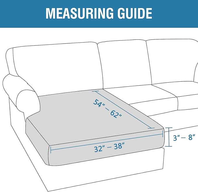 H.VERSAILTEX Velvet Stretch Individual Chaise Cover Sectional Couch Covers for L Shaped Sofa Both Left/Right Furniture Protector Seat Cushion Sofa Cover (1 Piece Chaise Cover, Grey)