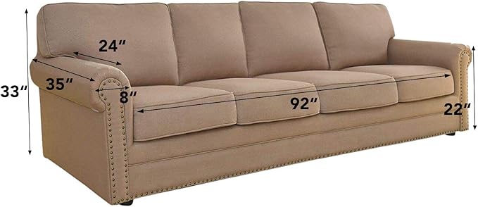 Easy-Going Stretch 4 Seater Sofa Slipcover 1-Piece Sofa Cover Furniture Protector Couch Soft with Elastic Bottom for Kids, Polyester Spandex Jacquard Fabric Small Checks Camel