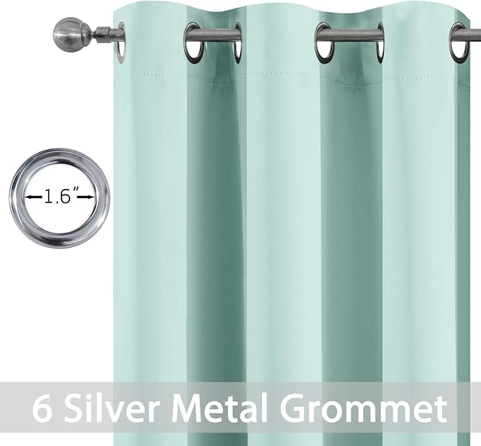 Yakamok Room Darkening Grommet Window Drapes Thermal Insulated Light Blocking Blackout Curtains for Bedroom(Aqua,38Wx63L,2 Panels)