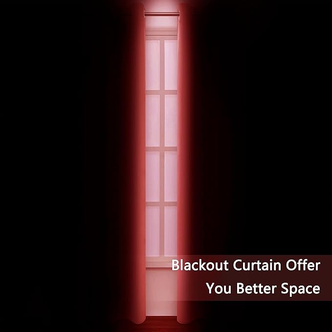 LEMOMO Blackout Curtains 52 x 95 inch/Bright Red Curtains Set of 2 Panels/Thermal Insulated Room Darkening Bedroom Curtains