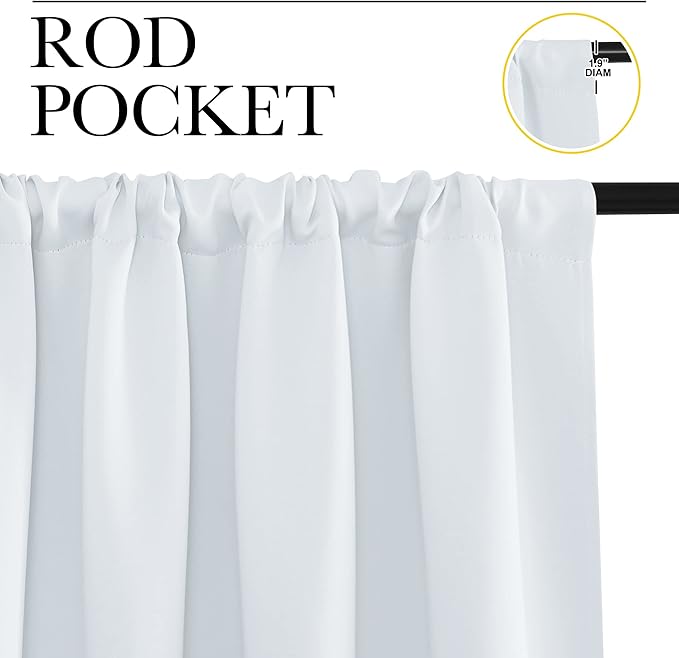 NICETOWN Greyish White Bedroom Curtain Panels - Multi-Function Noise Reducing Performance Window Treatment Thermal Insulated Room Darkening Drapes for Nursery (2 Panels, 52 by 63)