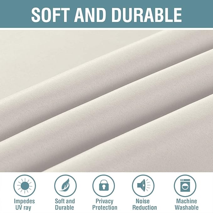 H.VERSAILTEX Light Blocking Curtain for Living Room Thermal Insulated Window Treatment Panel/Drape for Dining Room, Elegant Soft Curtain for Bedroom Grommet Top One Panel (Ivory - 52x96 Inches)