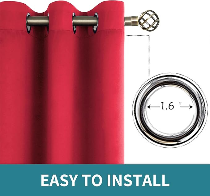BGment Christmas Room Darkening Curtains 84 Inches Long - Grommet Thermal Insulated Drapes Window Treatment Curtains for Bedroom, 2 Panels, 52 x 84 Inch, Red