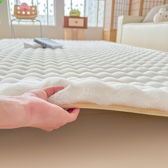 White Rabbit Plush Rug 8'x10', Fluffy Faux Fur Shaggy Area Rug for Nursery, Kids Room Decor, Soft Fuzzy Carpet for Living Room, Bedroom, Teen Girls Room
