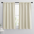 RYB HOME 54 inch Curtains for Living Room, Rod Pocket Thermal Insulated Small Window Drapes Room Darkening Shades for Bedroom Studio Dorm, W 42 x L 54 inch, Set of 2 Panels, Beige