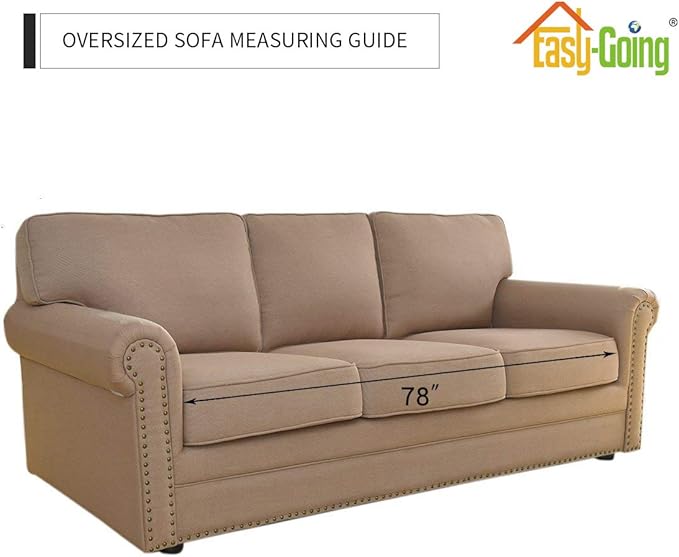 Easy-Going Reversible Oversized Couch Cover for 3 Cushion Couch Sofa Cover for Dogs Water Resistant Furniture Protector Cover with Foam Sticks for Pet (Oversized Sofa, Greyish Green/Beige)
