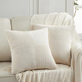 Fancy Homi 2 Packs Cream Euro Decorative Throw Pillow Covers 26x26 Inch for Living Room Couch Bed, Rustic Farmhouse Boho Home Decor, Soft Corss Corduroy Patchwork Textured Square Cushion Case 66x66 cm