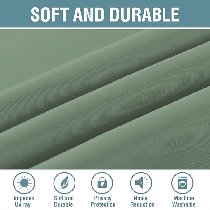 H.VERSAILTEX Blackout Curtain for Living Room Thermal Insulated Window Treatment Curtain Extra Long 84 inch Length Energy Saving Solid Grommet Top Blackout Drape, One Panel, Green Bay, 52" W x 84" L