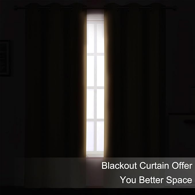 LEMOMO Natural Thermal Blackout Curtains/38 x 63 Inch/Set of 2 Panels Room Darkening Curtains for Bedroom