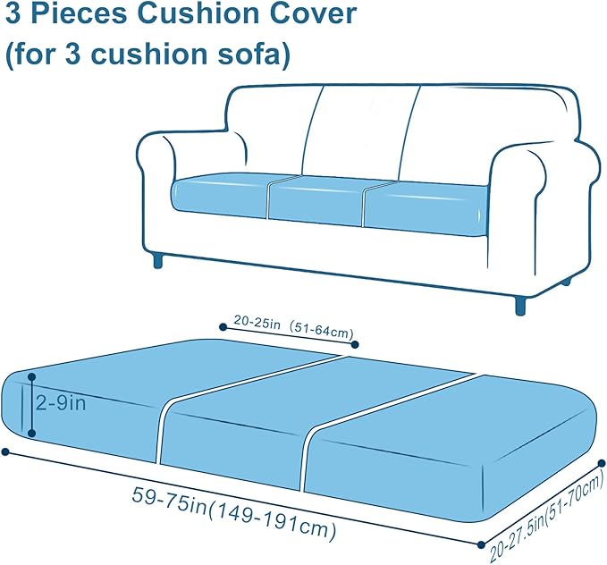 Smiry Printed Couch Cushion Covers, Stretch Soft Couch Covers for Sofa, Washable Non-Slip Sofa Slipcover Furniture Protector for Indoor and Outdoor (3 Pack, Light Green)