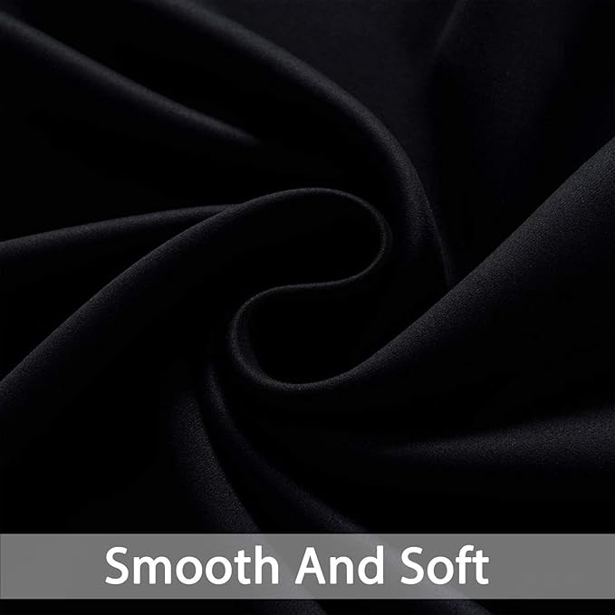 Yakamok Blackout Curtains Room Darkening Thermal Insulated Window Panels,Solid Grommet Top Drapes for Bedroom/Living Room(62Wx63L, Black, 2 Panels)