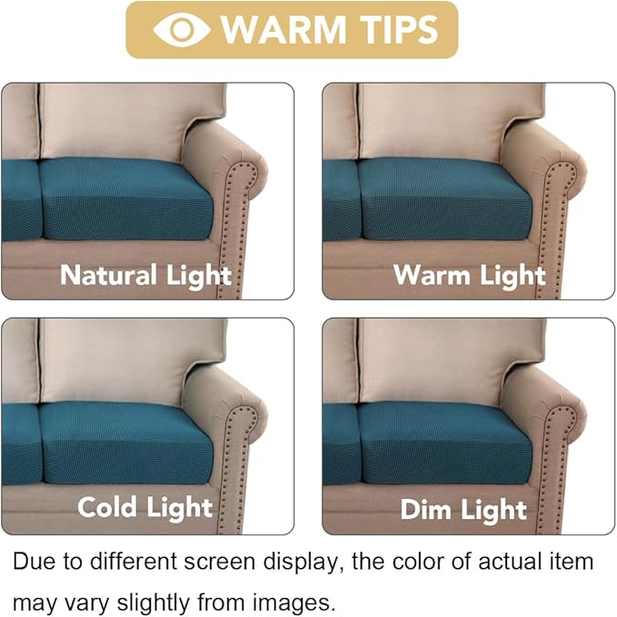 H.VERSAILTEX Super Stretch Individual Seat Cushion Covers Sofa Covers Couch Cushion Covers Slipcover Sets Thick Jacquard Textured Twill Fabric (1 Piece Chair Cushion Cover, Deep Teal)