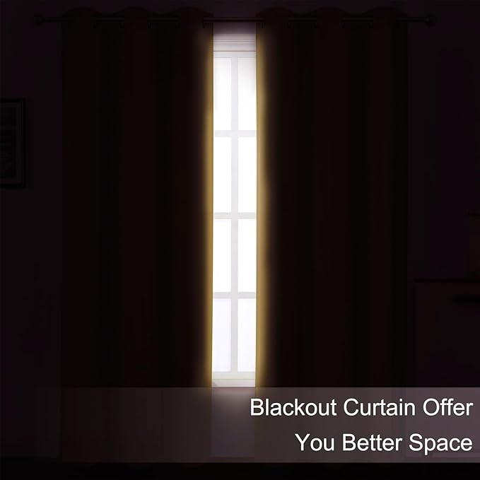 LEMOMO Blackout Curtains 52 x 108 inch/Mustard Yellow Curtains Set of 2 Panels/Thermal Insulated Room Darkening Bedroom Curtains