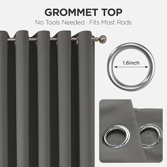 Joydeco Blackout Door Curtain for Doorway Privacy 90 Inches Long, Grommet Closet Curtain for Open Closet, Room Divider for Bedroom Living Room (Light Grey, 52Wx90L, 1 Panel)