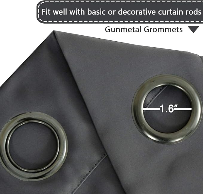 H.VERSAILTEX Blackout Patio Curtains 100 x 96 Inches for Sliding Door Extral Wide Blackout Curtain Panels Thermal Insulated Room Divider - Grommet Top, 8' Tall by 8.5' Wide - Charcoal Gray