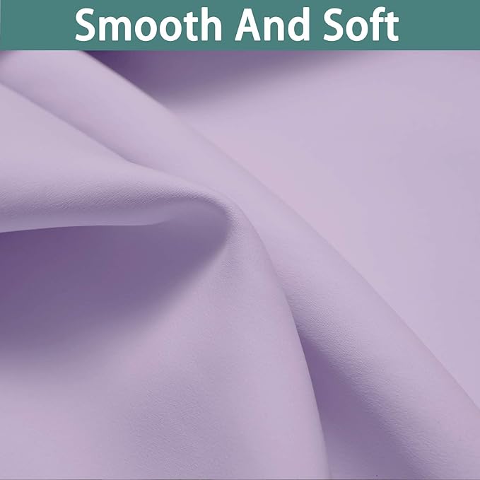 Yakamok 2 Thick Layers 100% Completely Blackout Window Curtains,Thermal Insulated Noise Reducing Drapes for Girl's Bedroom(52Wx90L, Lilac, 2 Panels)