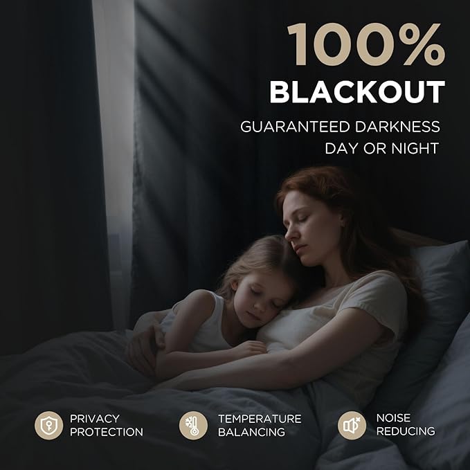 Joydeco Linen Blackout Curtains for Bedroom - 100% Light Blocking 1 Panels, Linen Drapes 100" W x 120" L, Thermal Insulated Room Darkening Curtains for Living Room, Rod Pocket & Back Tabs