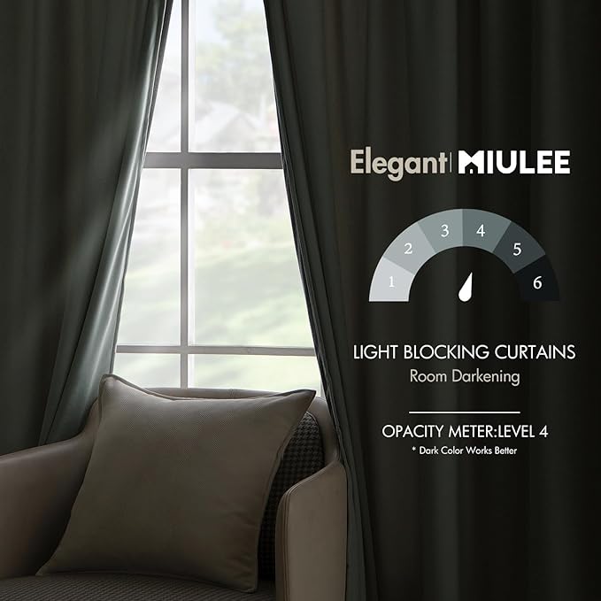 MIULEE Velvet Curtains 96 inches - Luxury Curtains for Bedroom Living Room Room Darkening Thermal Insulated Super Soft Window Drapes Rod Pocket & Back Tab, Misty Blue, W52 x L96 inches, 2 Panels
