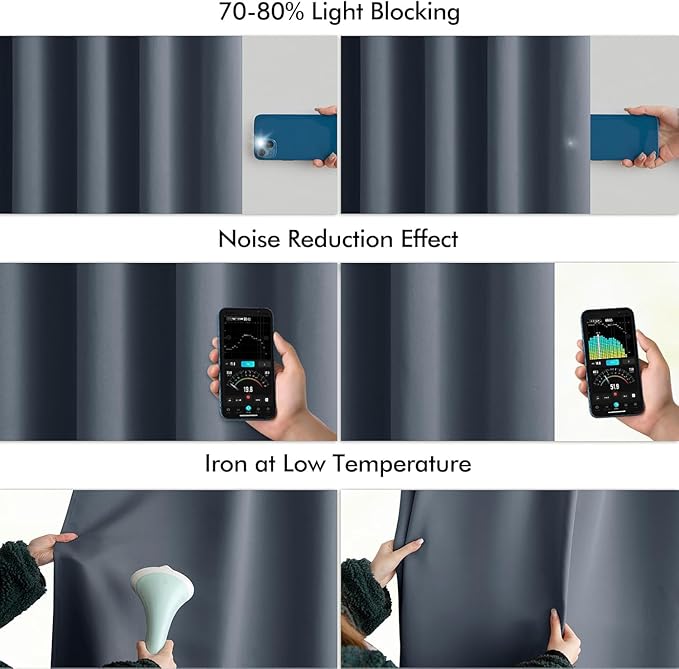 MIULEE Stone Blue Back Tab Blackout Curtains 120 Inch Long 2 Panels Set for Bedroom, Rod Pocket/Pinch Pleated Extra Long Thermal Insulated Living Room Darkening Light Blocking 10FT Drapes