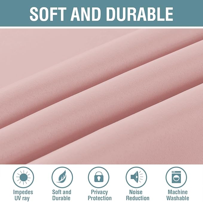 H.VERSAILTEX Blackout Curtain for Living Room Thermal Insulated Window Treatment Curtain 54 inch Length Energy Saving Solid Grommet Top Blackout Drape, One Panel, Baby Pink, 52" W x 54" L