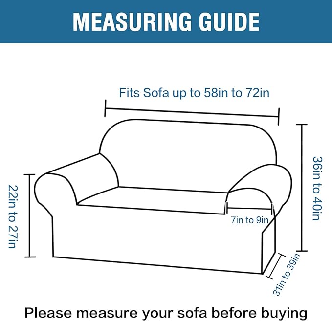 H.VERSAILTEX Stretch Velvet Loveseat Covers for 2 Cushion Couch Covers for Living Room Sofa Covers Slipcovers with Non Slip Straps Bottom, Ultra Thick Comfy Velour (Width 58"-72", Navy)