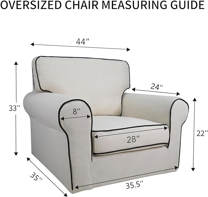 PureFit Super Stretch Sofa Slipcover – Spandex Non Slip Soft Couch Sofa Cover, Washable Furniture Protector with Non Skid Foam and Elastic Bottom for Kids, Pets (Oversized, Ivory)