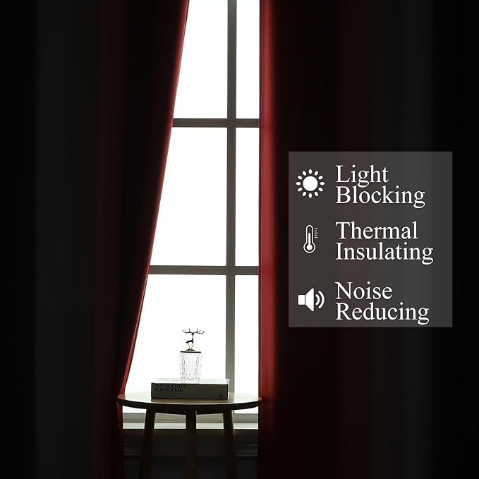 Estelar Textiler Red and Black Ombre Short Blackout Curtains 36 Inch Long, Thermal Insulated Grommet Small Half Window Drapes for Cafe/Basement/RV Camper/Kitchen, 52Wx36L, 2 Panels