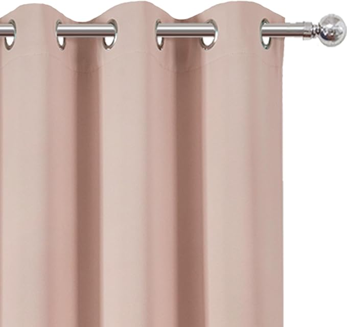LEMOMO Blackout Curtains 42 x 63 inch/Blush Curtains Set of 2 Panels/Thermal Insulated Room Darkening Bedroom Curtains
