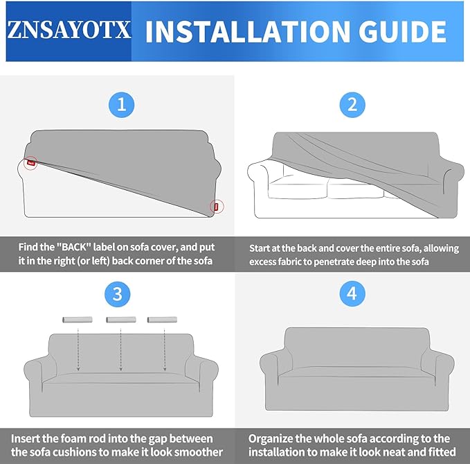 ZNSAYOTX 1 Piece Jacquard Couch Covers for 3 Cushion Couch High Stretch Sofa Cover for Pets Dogs Anti Slip Extra Large Sofa Slipcovers Furniture Protector (X-Large, New Pattern Silver Grey)