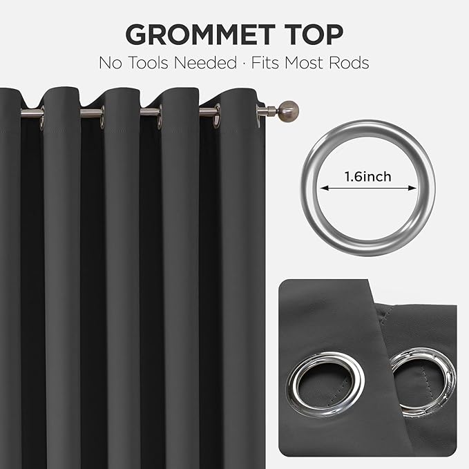 Joydeco Blackout Door Curtain for Doorway Privacy 78 Inches Long, Grommet Closet Curtain for Open Closet, Room Divider for Bedroom Living Room (Grey, 52Wx78L, 1 Panel)