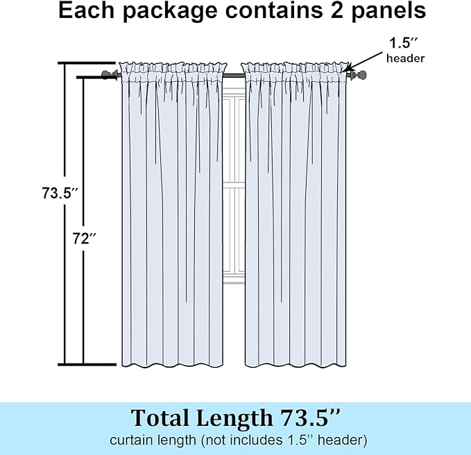 Simplebrand Lime Sheer Curtains 72 Inches Long 2 Panels for Living Room, Rod Pockets Airy Window Treatments Voile Sheer Black Curtains Panels Lightweight for Front Back Patio Glass Door, 42" Width