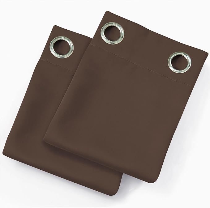 LEMOMO Blackout Curtains 66 x 72 Inch Long Chocolate Curtains Set of 2 Panels Room Darkening Curtains for Bedroom and Living Room