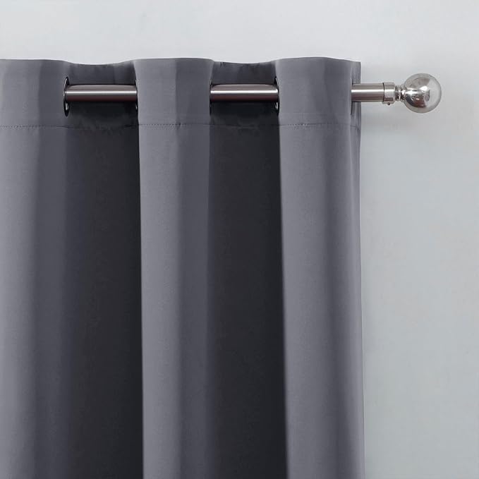 LEMOMO Blackout Curtains 40 x 63 inch/Grey Curtains Set of 2 Panels/Thermal Insulated Room Darkening Bedroom Curtains